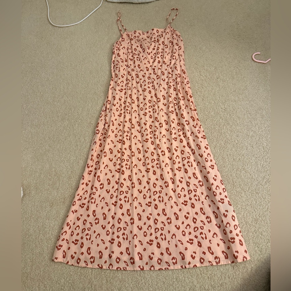 Obey Pink Leopard Print Maxi Dress